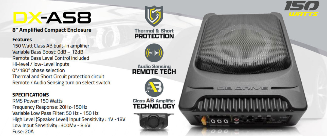 Subwoofer Plano Amplificado DB Drive DX-AS8 DX Series 8 Pulgadas